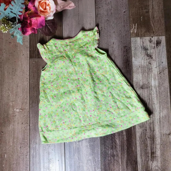 Child of Mine by Carter's Green Floral Dress Size 6-9m 100% Cotton EUC - Picture 12 of 13